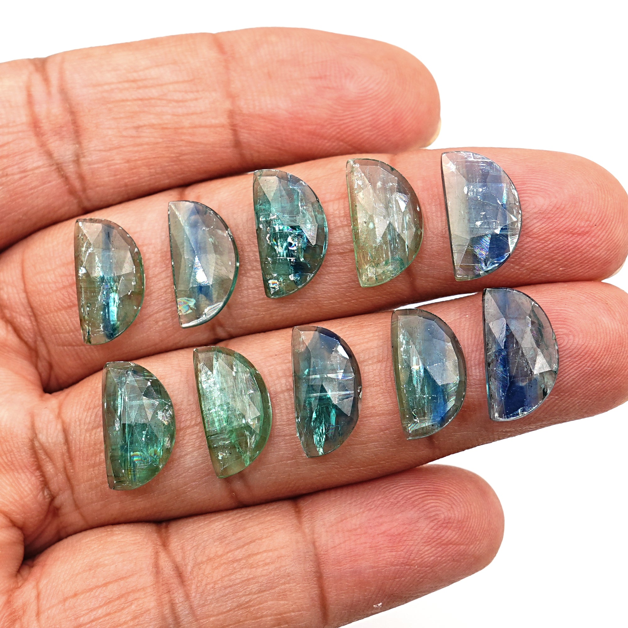 Emerald Green Kyanite Rose Cut Gemstone | Earthy Elegance in Every Facet - 10 Pieces
