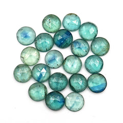 Emerald Green Kyanite Rose Cut Gemstone | Round Cabochons For Jewerly Making - 10 Pieces
