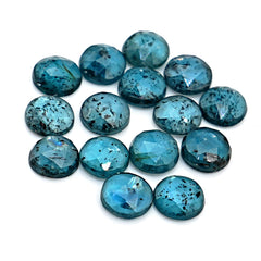 Round Cut Rose Cut Gemstones | Teal Moss Kyanite Gemstone For Jewelry Making - 15 Pieces