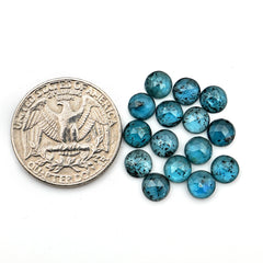 Round Cut Rose Cut Gemstones | Teal Moss Kyanite Gemstone For Jewelry Making - 15 Pieces