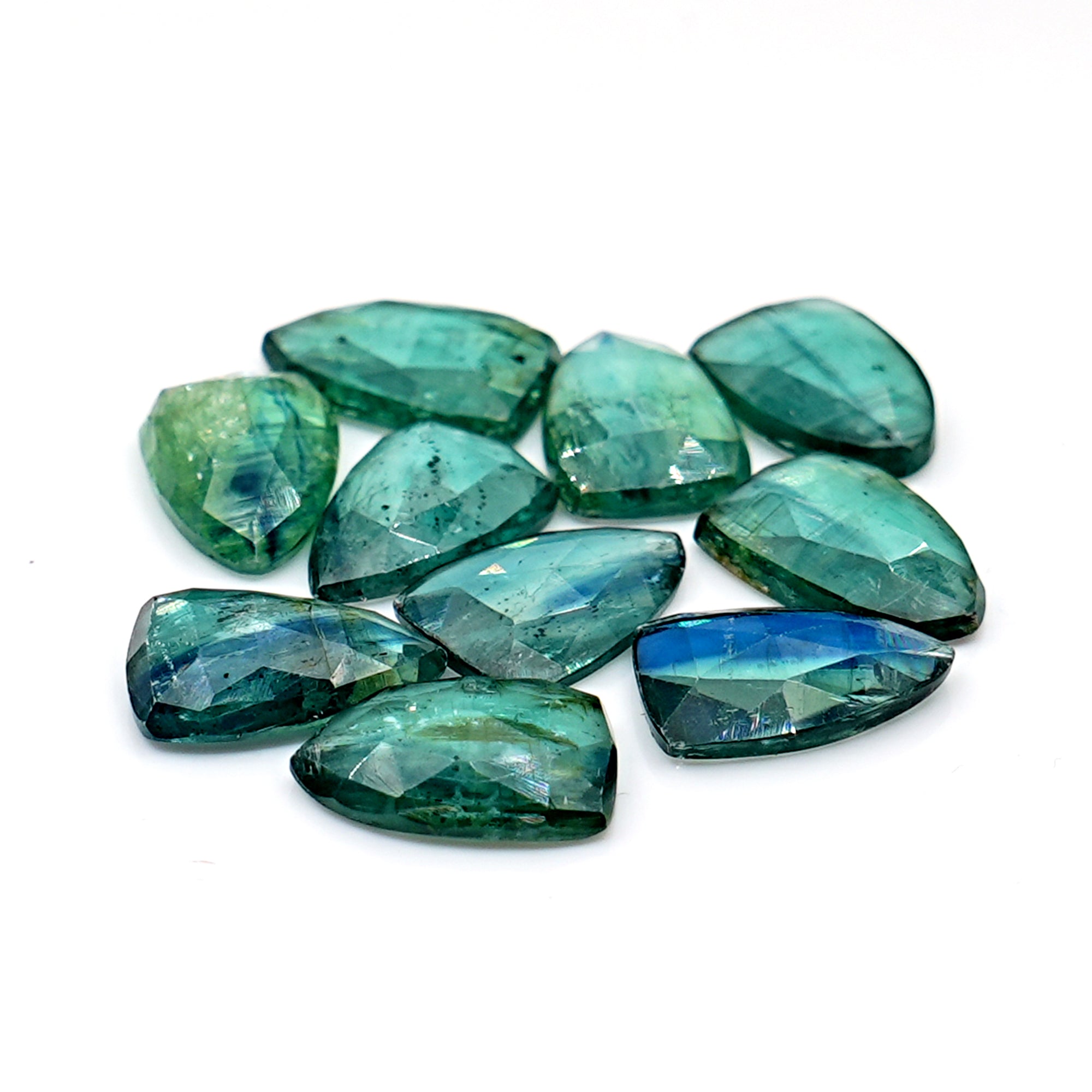 Rose Cut Emerald Green Kyanite Gemstone | Cabochon For Making Jewerly- 10 Pieces