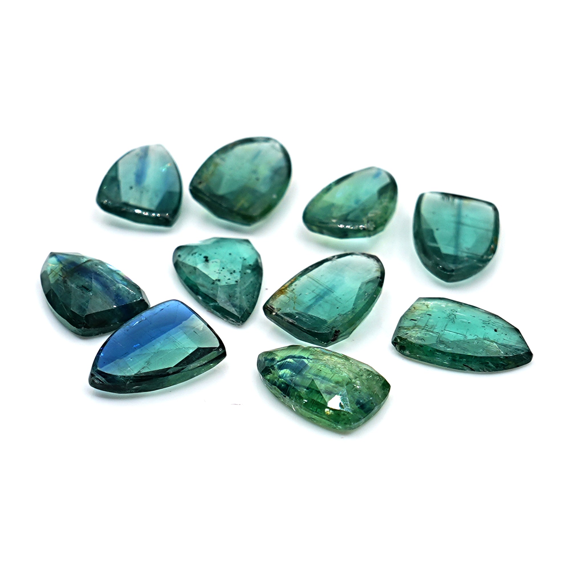 Rose Cut Emerald Green Kyanite Gemstone | Cabochon For Making Jewerly- 10 Pieces