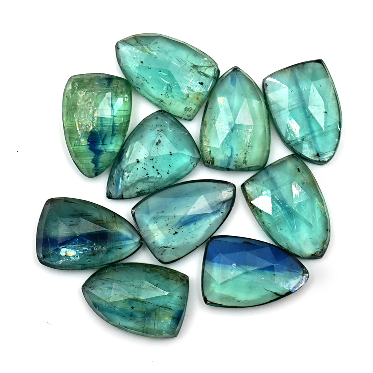 Rose Cut Emerald Green Kyanite Gemstone | Cabochon For Making Jewerly- 10 Pieces