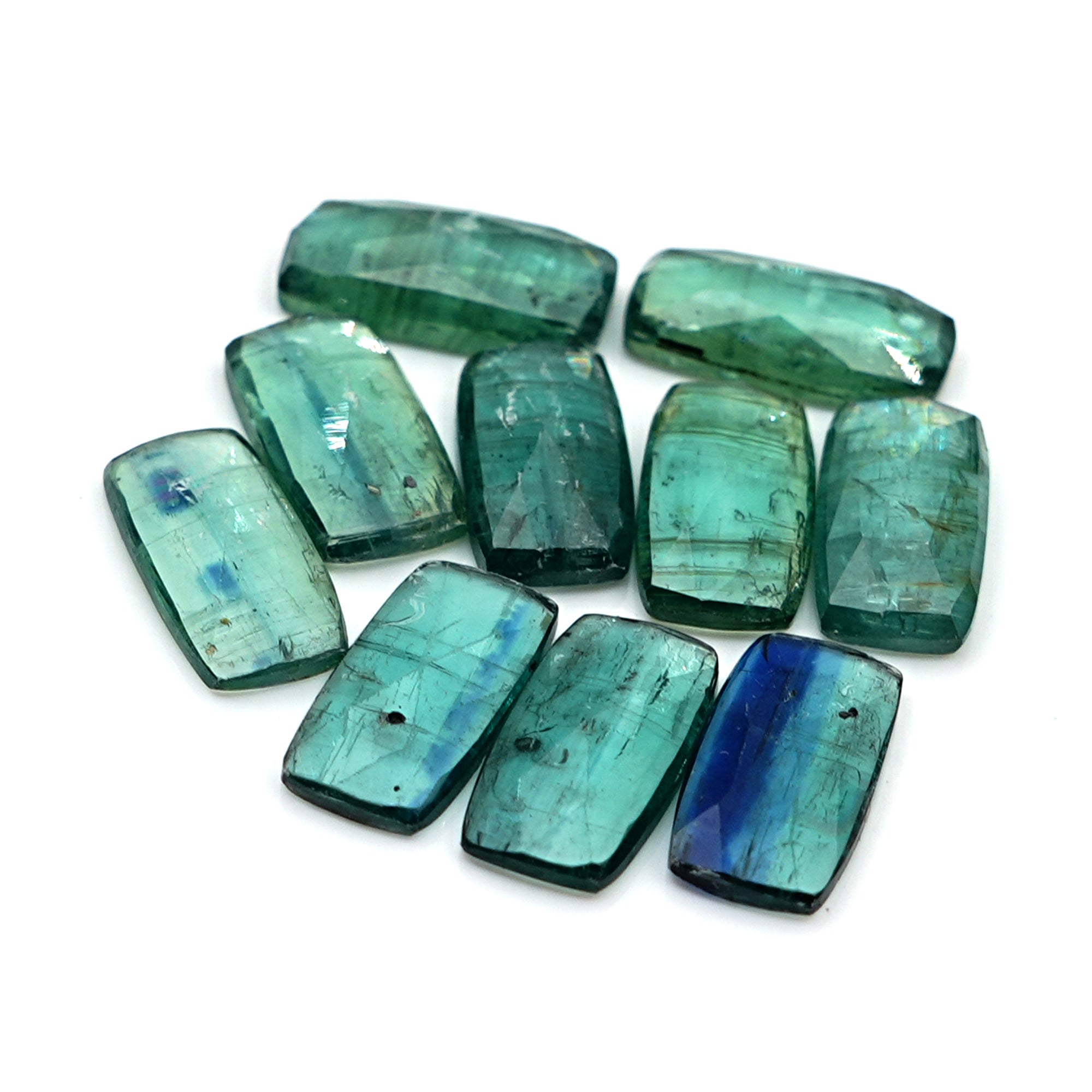 Rose Cut Emerald Green Kyanite | Earthy Elegance Gemstone For Jewelry Making - 10 Pieces