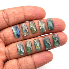Rose Cut Emerald Green Kyanite | Earthy Elegance Gemstone For Jewelry Making - 10 Pieces