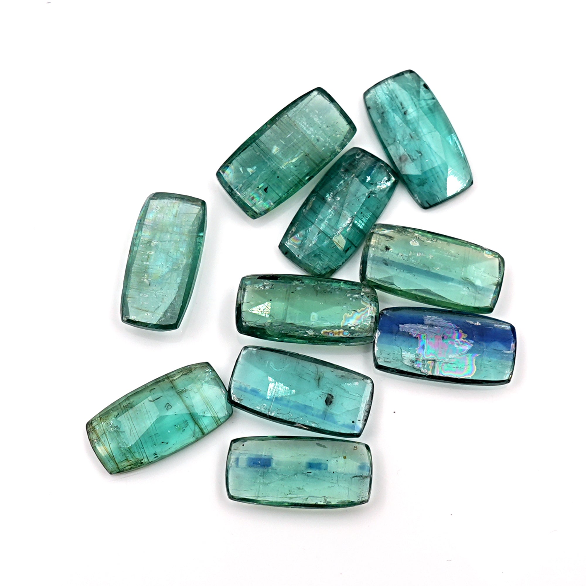 Rose Cut Emerald Green Kyanite | Earthy Elegance Gemstone For Jewelry Making - 10 Pieces