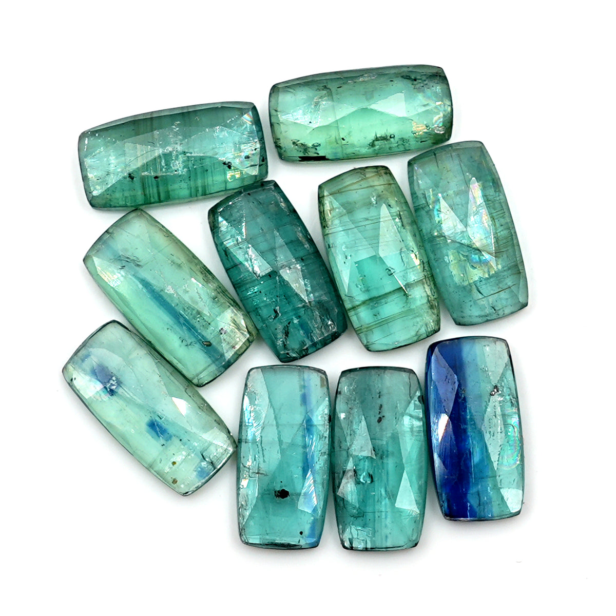 Rose Cut Emerald Green Kyanite | Earthy Elegance Gemstone For Jewelry Making - 10 Pieces