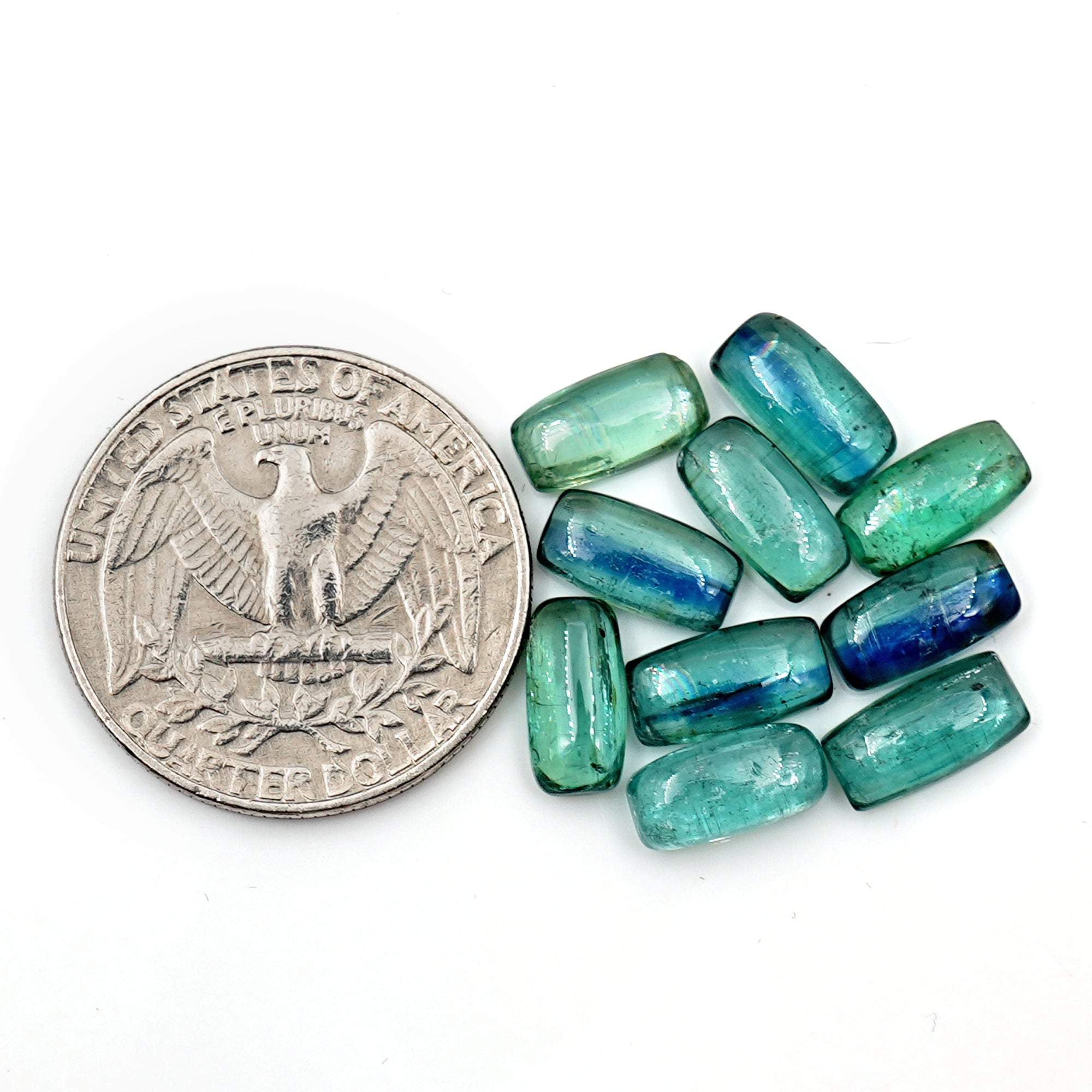 Natural Green Emerald Kyanite Smooth Cabochon | Perfect for Jewelry Making  - 10 Pieces