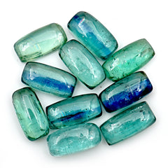Natural Green Emerald Kyanite Smooth Cabochon | Perfect for Jewelry Making  - 10 Pieces