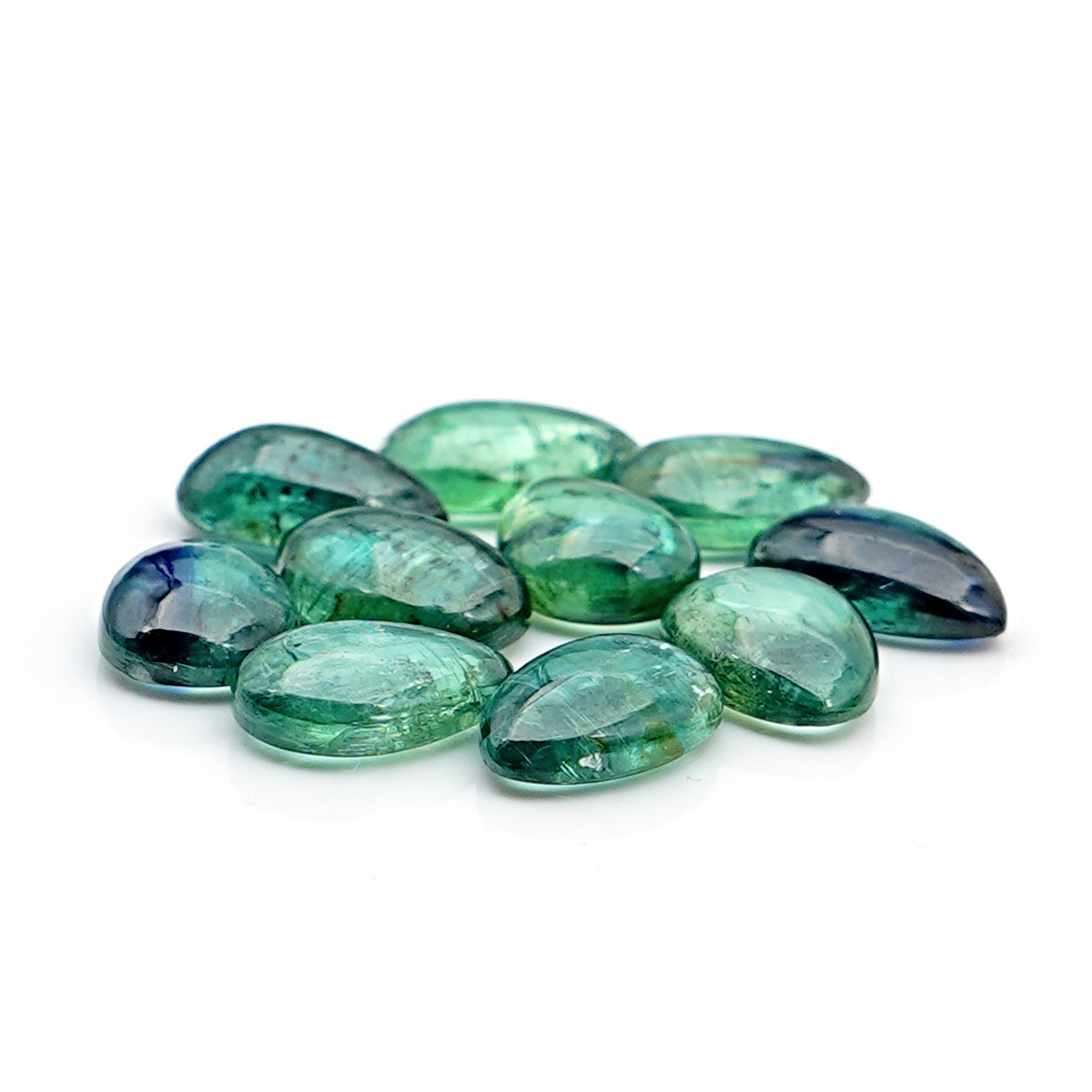 Emerald Green Kyanite Smooth Cabochon | Pear Cut Stone for Custom Jewelry - 10 Pieces