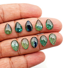 Emerald Green Kyanite Smooth Cabochon | Pear Cut Stone for Custom Jewelry - 10 Pieces