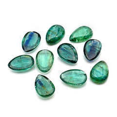 Emerald Green Kyanite Smooth Cabochon | Pear Cut Stone for Custom Jewelry - 10 Pieces