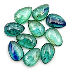 Emerald Green Kyanite Smooth Cabochon | Pear Cut Stone for Custom Jewelry - 10 Pieces