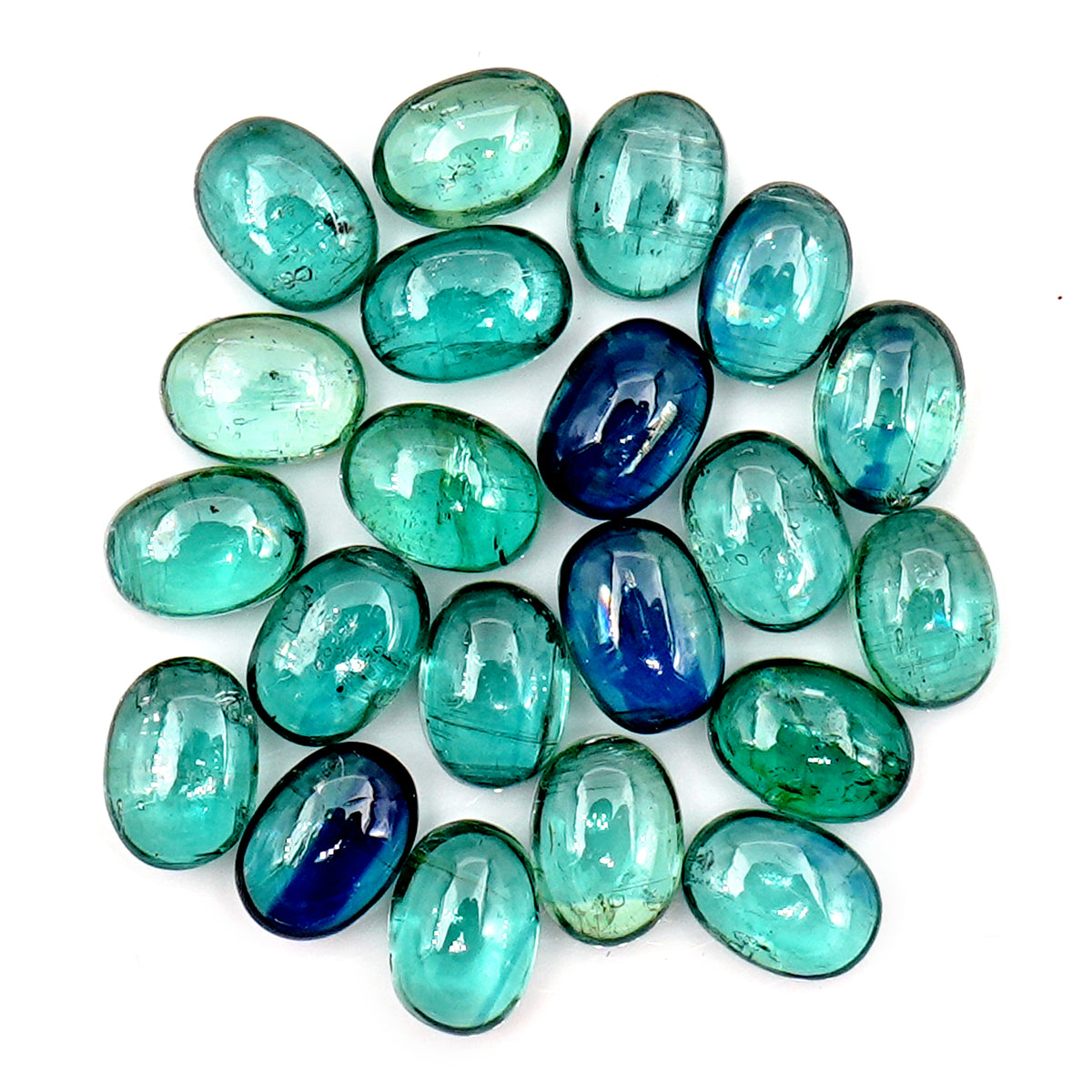 Emerald Green Kyanite Smooth Cabochon | Flat Back Oval Gemstone For Jewelry Making - 20 Pieces