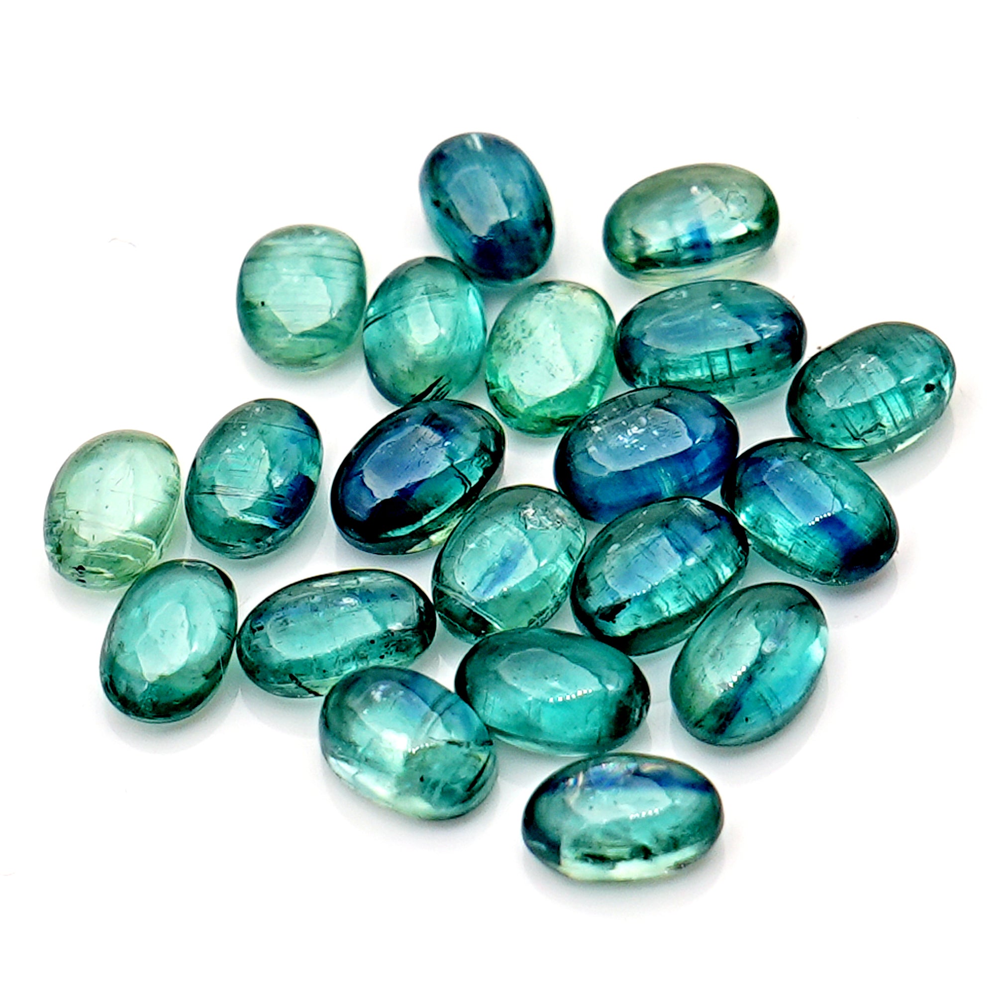 Emerald Green Kyanite Smooth Cabochon | Oval Cut Gemtones For Jewery Making - 20 Pieces