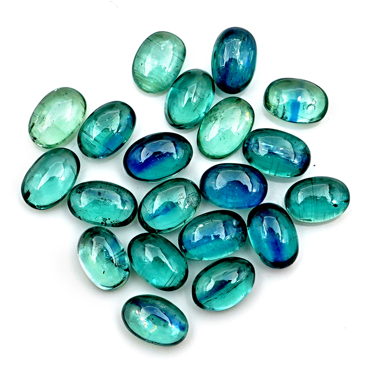 Emerald Green Kyanite Smooth Cabochon | Oval Cut Gemtones For Jewery Making - 20 Pieces