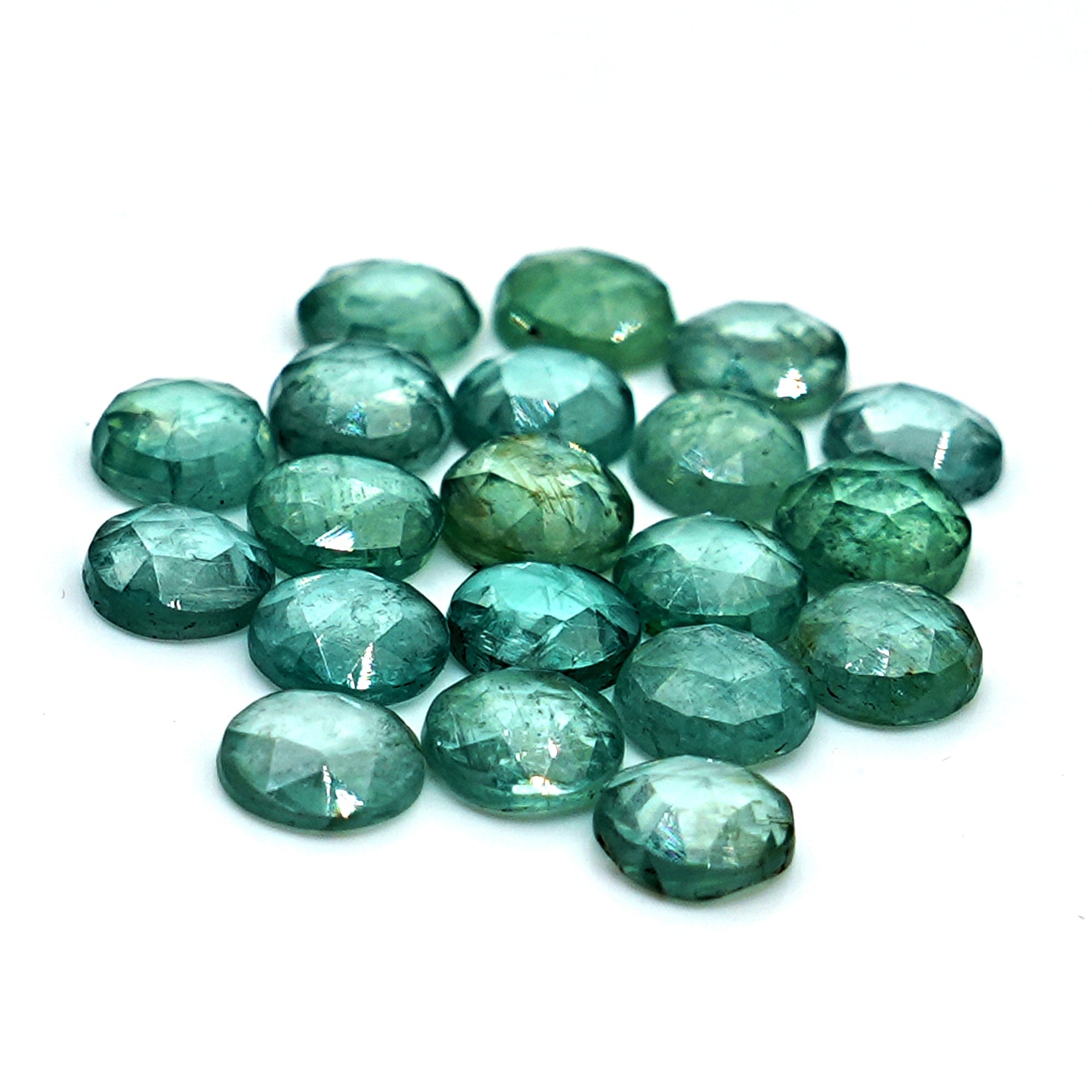 Green Kyanite Rose Cut Cabochons | Faceted Gems for Jewelry Making - 20 pieces