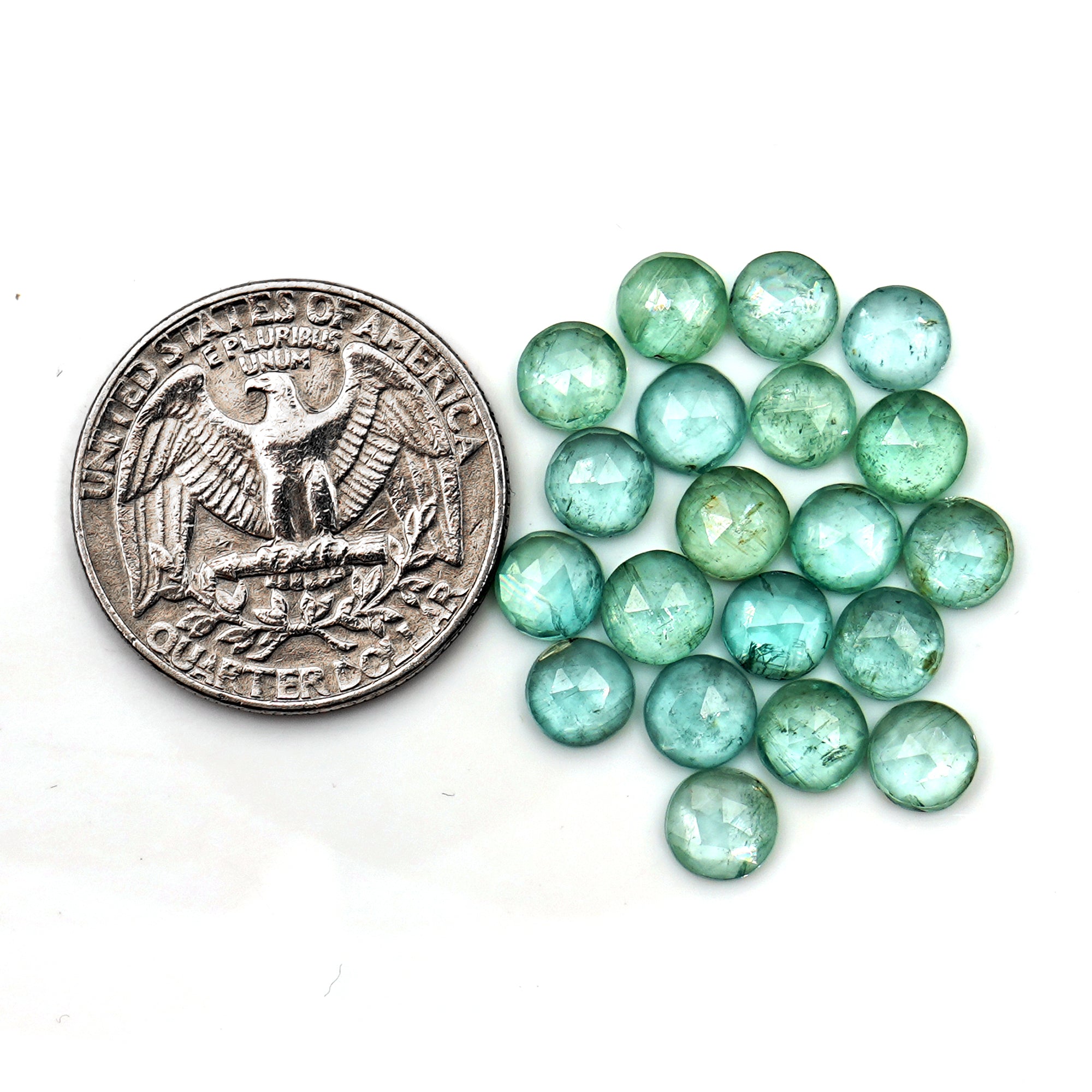 Green Kyanite Rose Cut Cabochons | Faceted Gems for Jewelry Making - 20 pieces