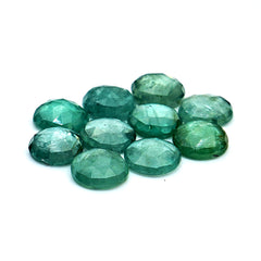 Natural Green Kyanite Rose Cut Cabochons | Faceted Gems for Jewelry Making - 10 pieces