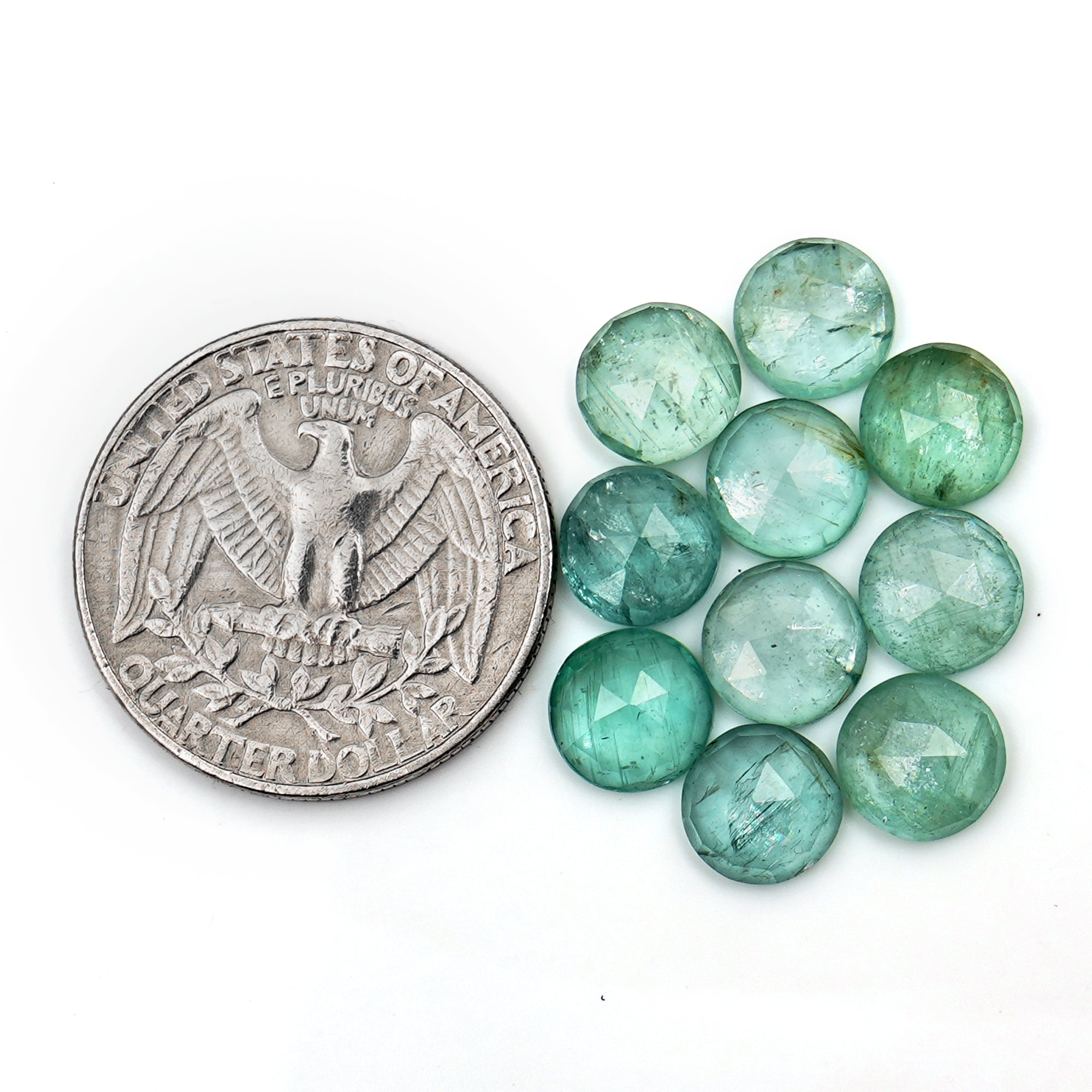 Natural Green Kyanite Rose Cut Cabochons | Faceted Gems for Jewelry Making - 10 pieces