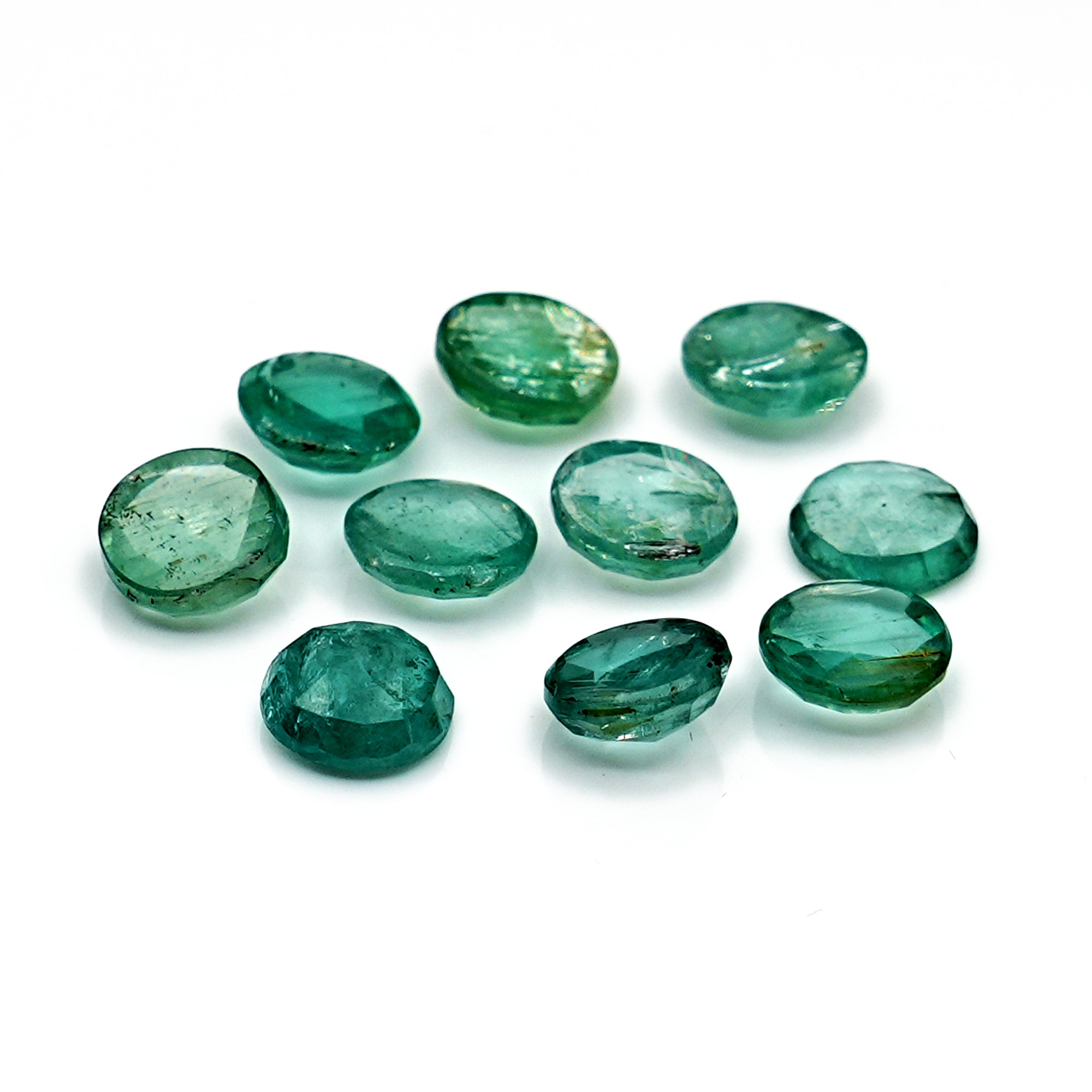 Natural Green Kyanite Rose Cut Cabochons | Faceted Gems for Jewelry Making - 10 pieces