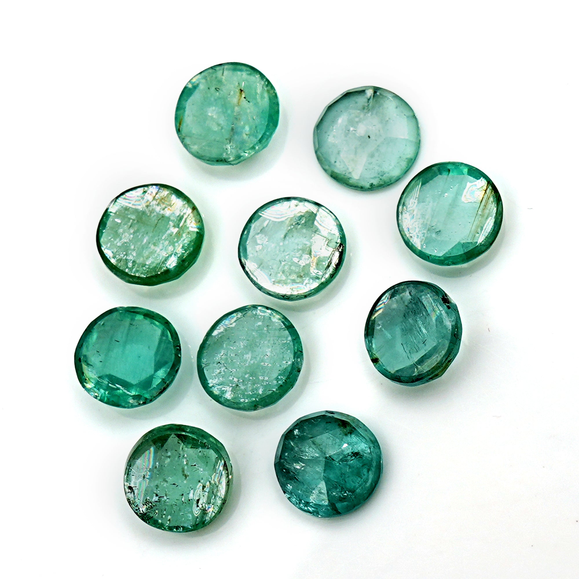 Natural Green Kyanite Rose Cut Cabochons | Faceted Gems for Jewelry Making - 10 pieces