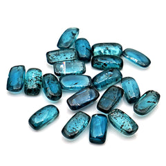 Teal Moss Kyanite Gemstones | Baguette Shape Smooth Cabochons For Jewelry Making - 20 Pieces