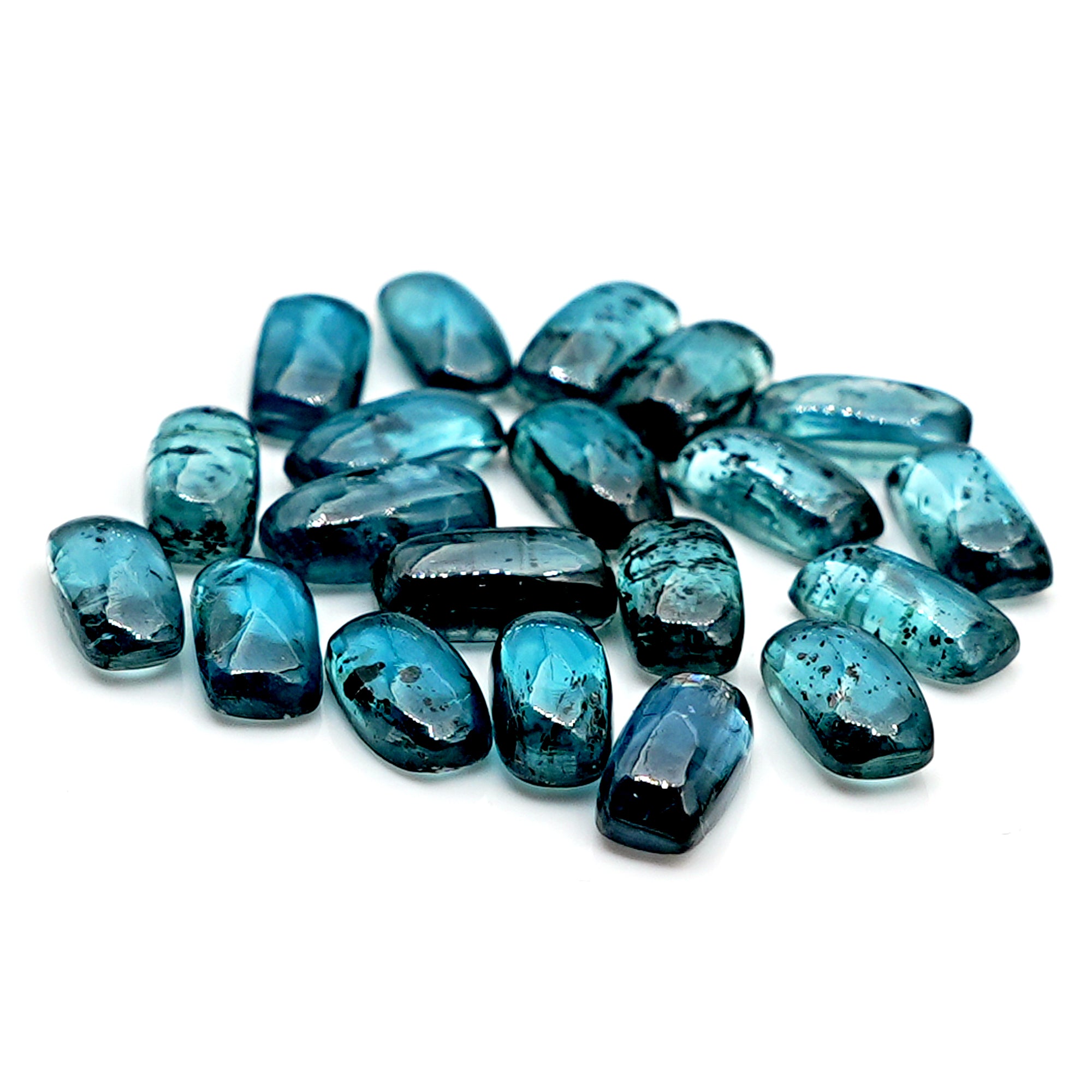 Teal Moss Kyanite Gemstones | Baguette Shape Smooth Cabochons For Jewelry Making - 20 Pieces
