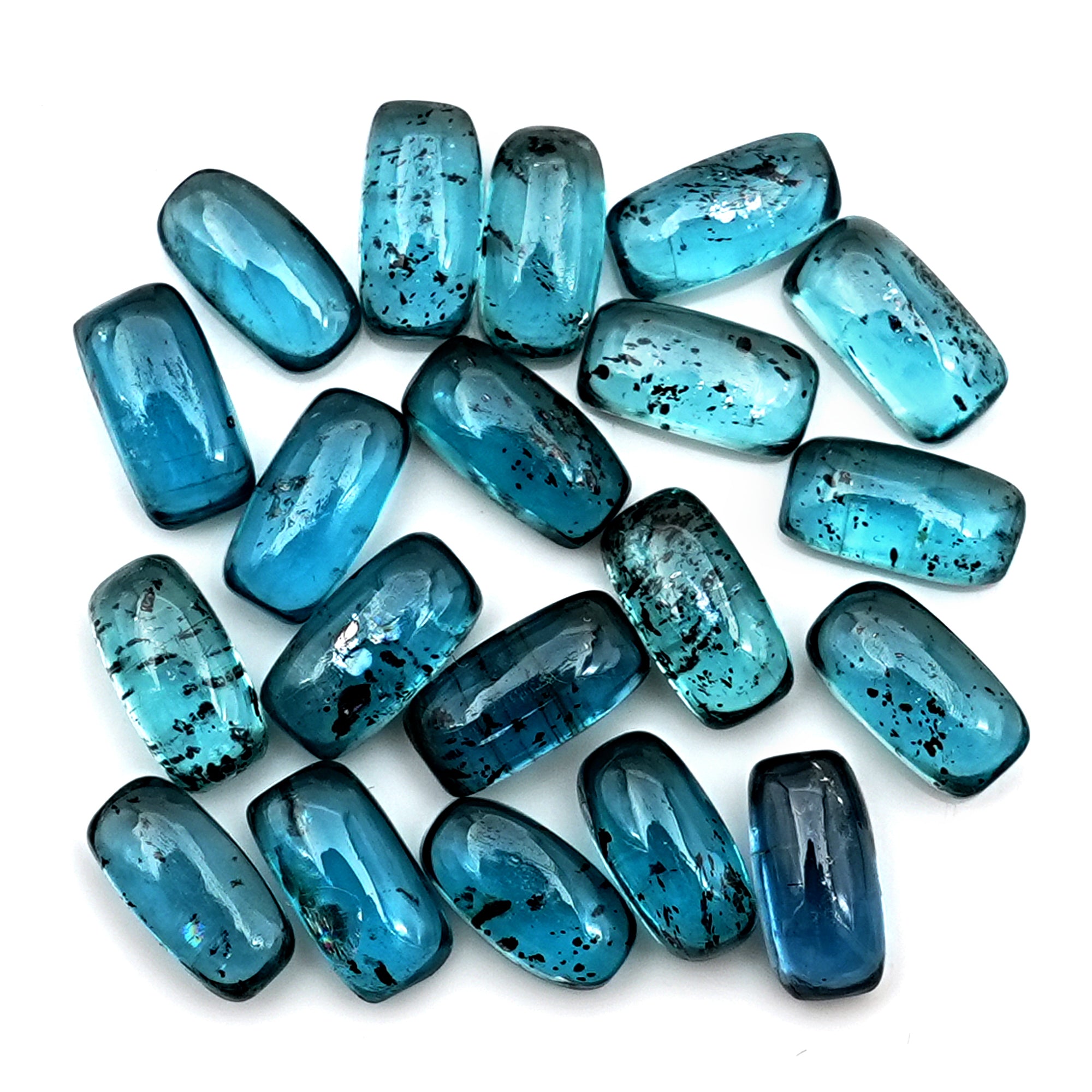 Teal Moss Kyanite Gemstones | Baguette Shape Smooth Cabochons For Jewelry Making - 20 Pieces
