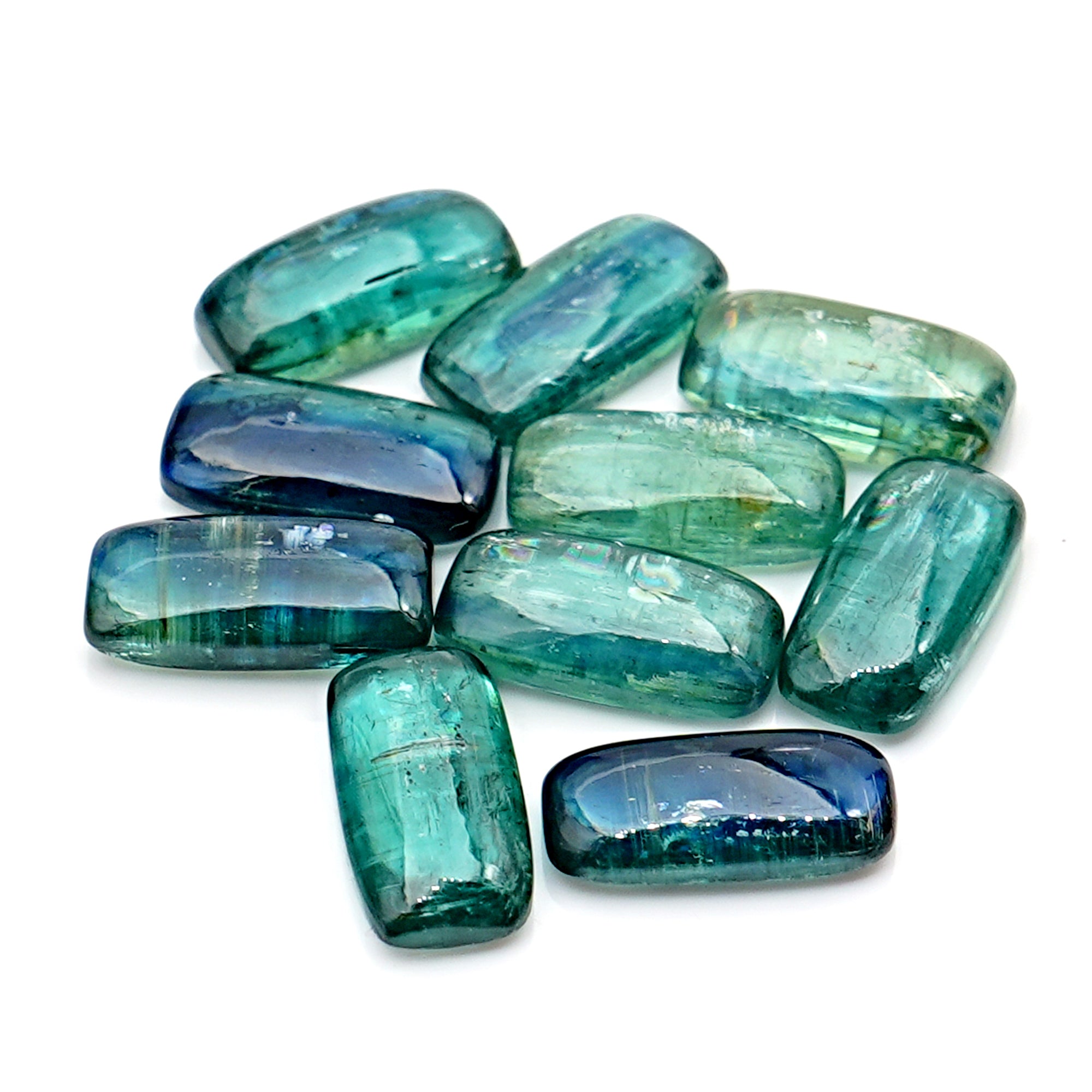Emerald Green Kyanite Smooth Cabochon | Earthy Elegance in Every Facet - 10 Pieces