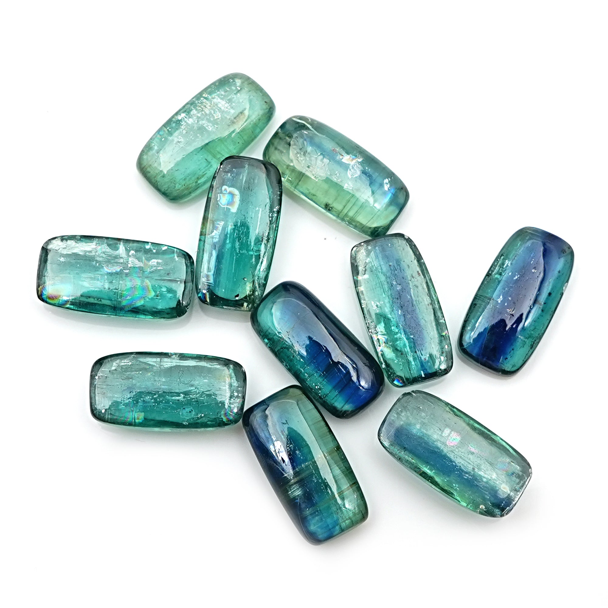 Emerald Green Kyanite Smooth Cabochon | Earthy Elegance in Every Facet - 10 Pieces
