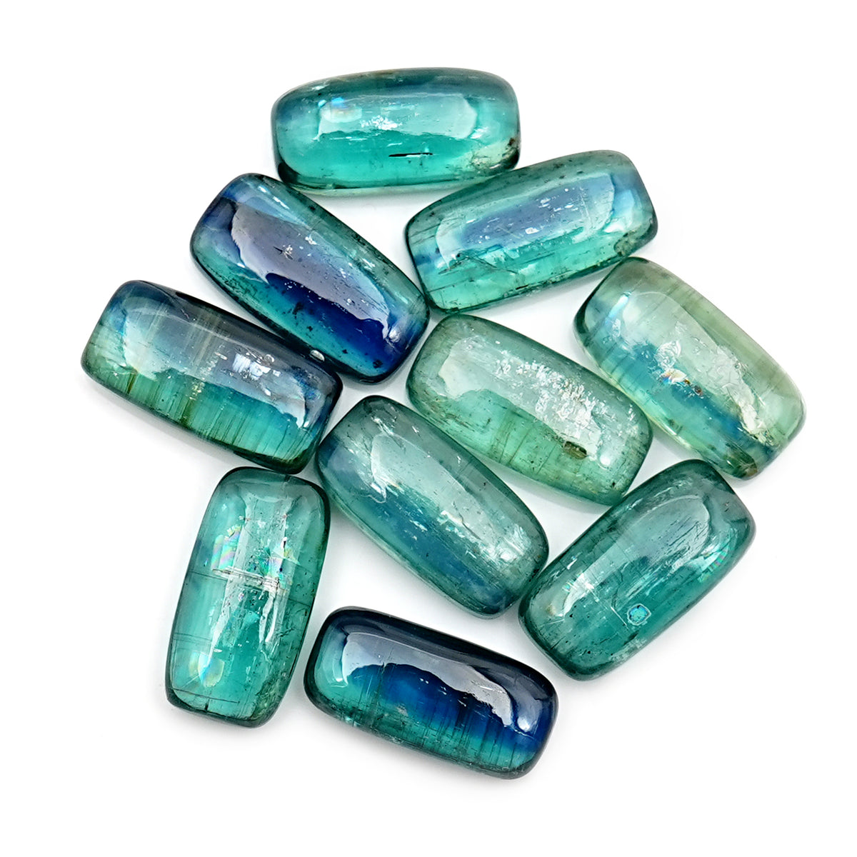 Emerald Green Kyanite Smooth Cabochon | Earthy Elegance in Every Facet - 10 Pieces