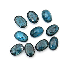 Teal Moss Kyanite Gemstones | Oval Cut Smooth Cabochons For Jewelry - 10 Pieces