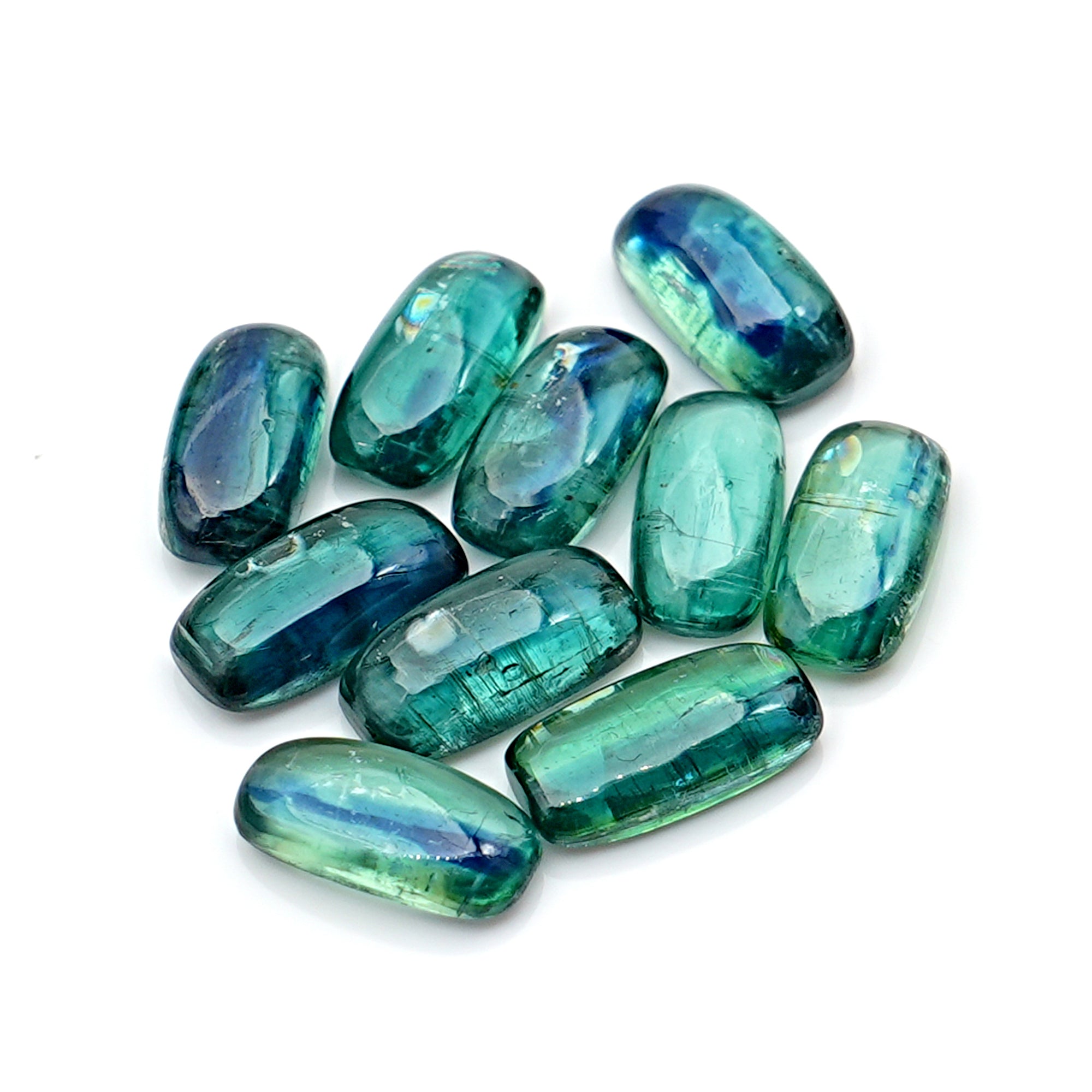 Emerald Green Kyanite Smooth Cabochon | Earthy Elegance in Every Facet - 10 Pieces