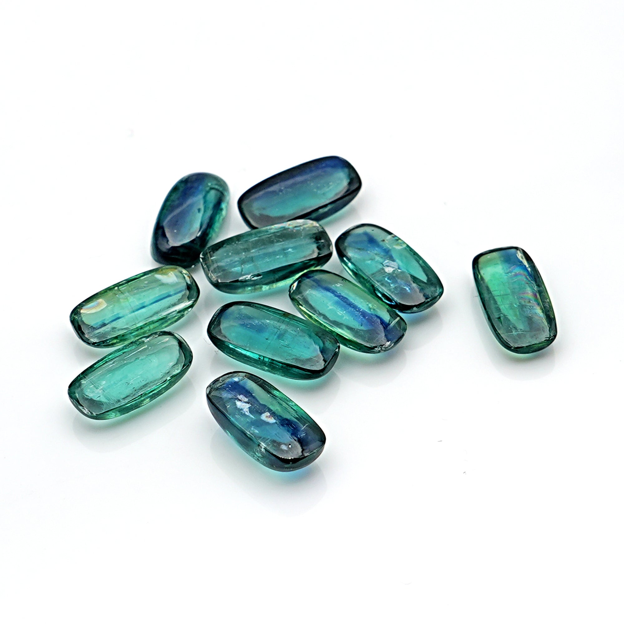 Emerald Green Kyanite Smooth Cabochon | Earthy Elegance in Every Facet - 10 Pieces