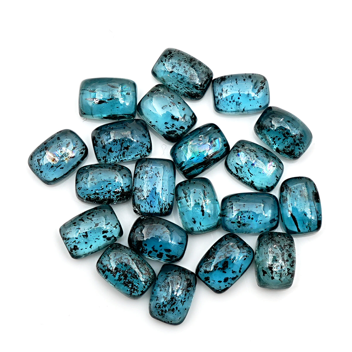 Natural Teal Moss Kyanit Smooth Cabochons | Cushion Cut Gemstone For Jewelry Making - 20 Pieces