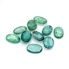 Aqua Green Kyanite Rose Cut Cabochons | Faceted Gems for Jewelry Making - 10 pieces