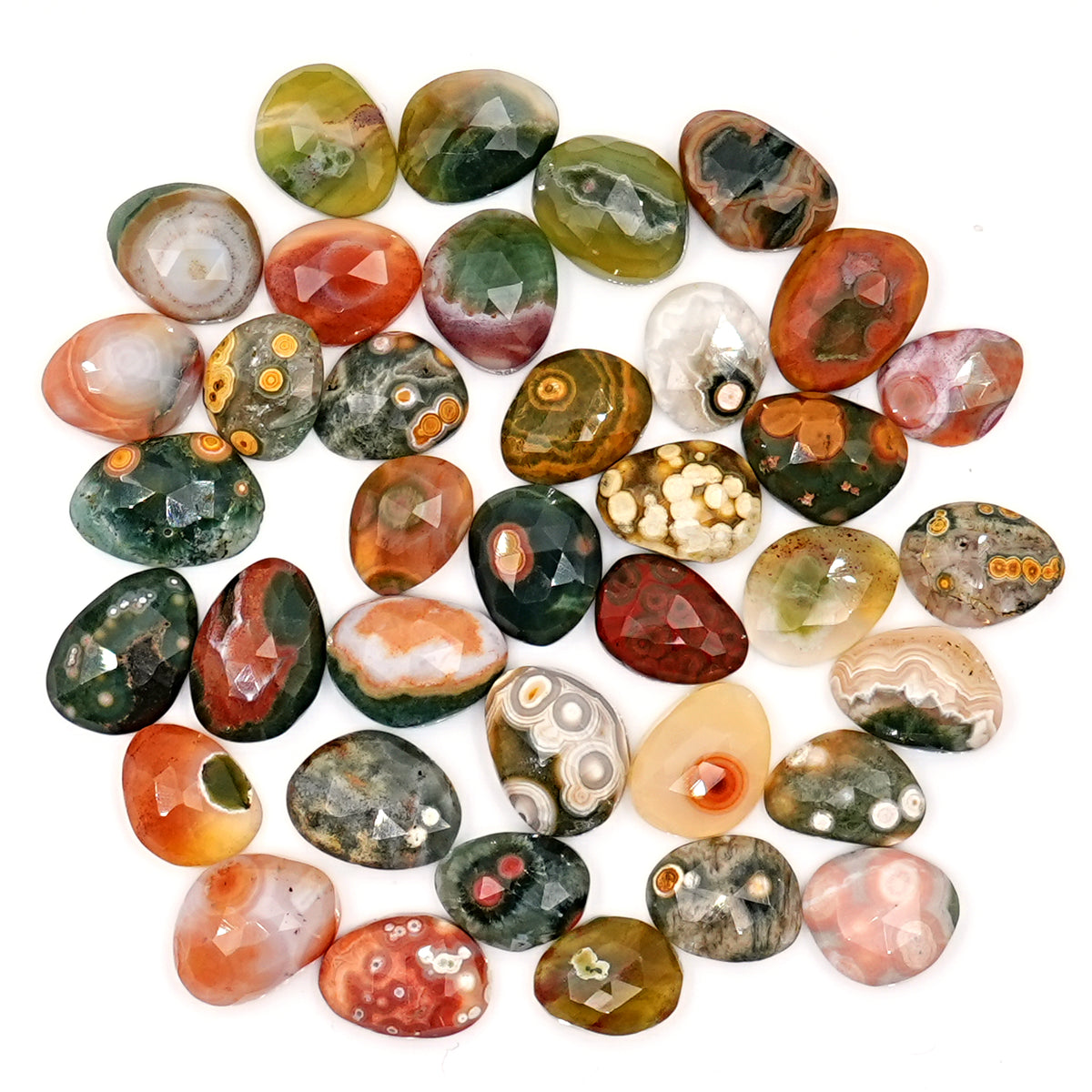 Ocean Jasper Freeform Cabochons | Rose Cut Gemstone For Jewelry Making - 37 Pieces Parcel