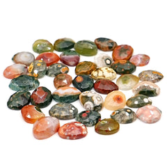 Ocean Jasper Freeform Cabochons | Rose Cut Gemstone For Jewelry Making - 37 Pieces Parcel