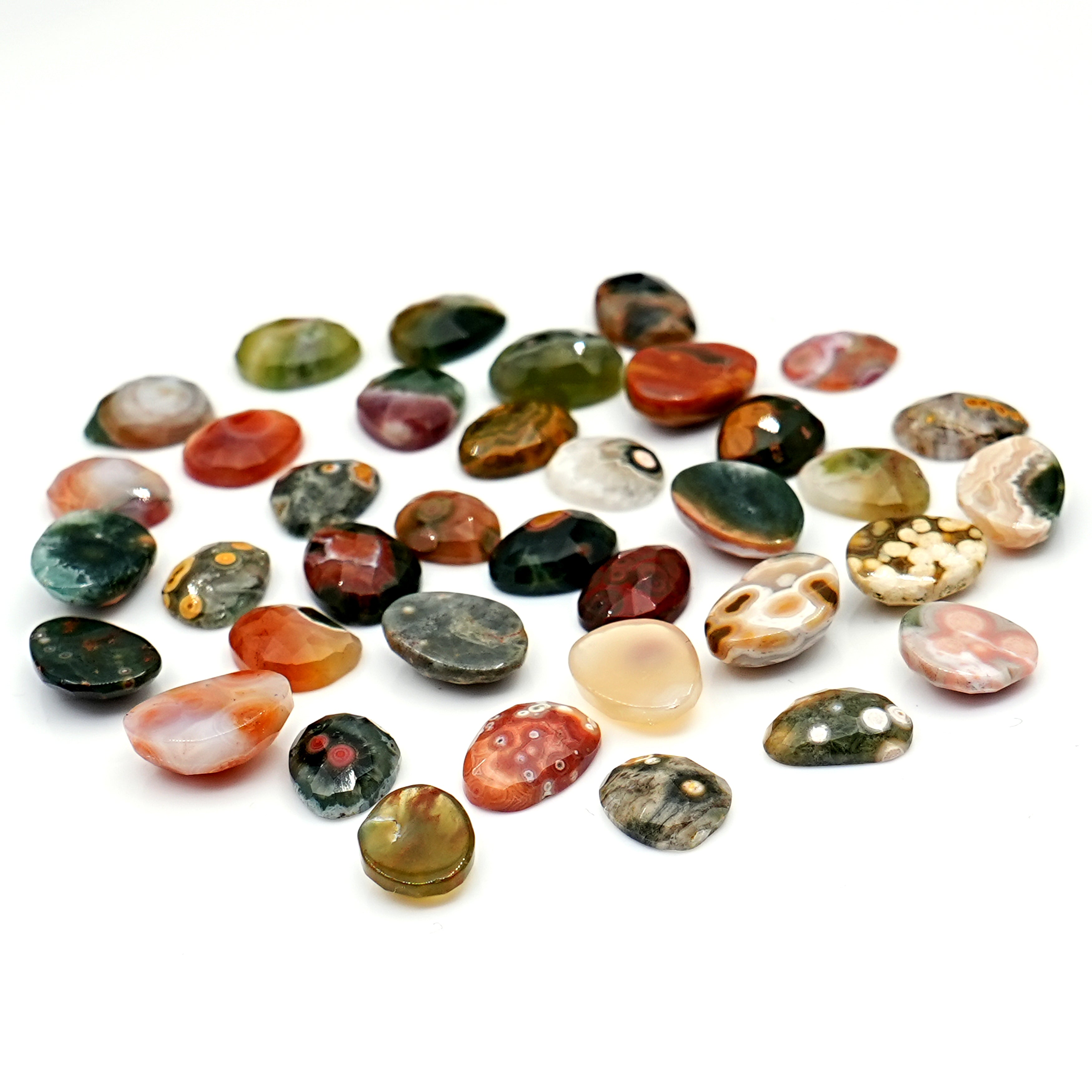 Ocean Jasper Freeform Cabochons | Rose Cut Gemstone For Jewelry Making - 37 Pieces Parcel
