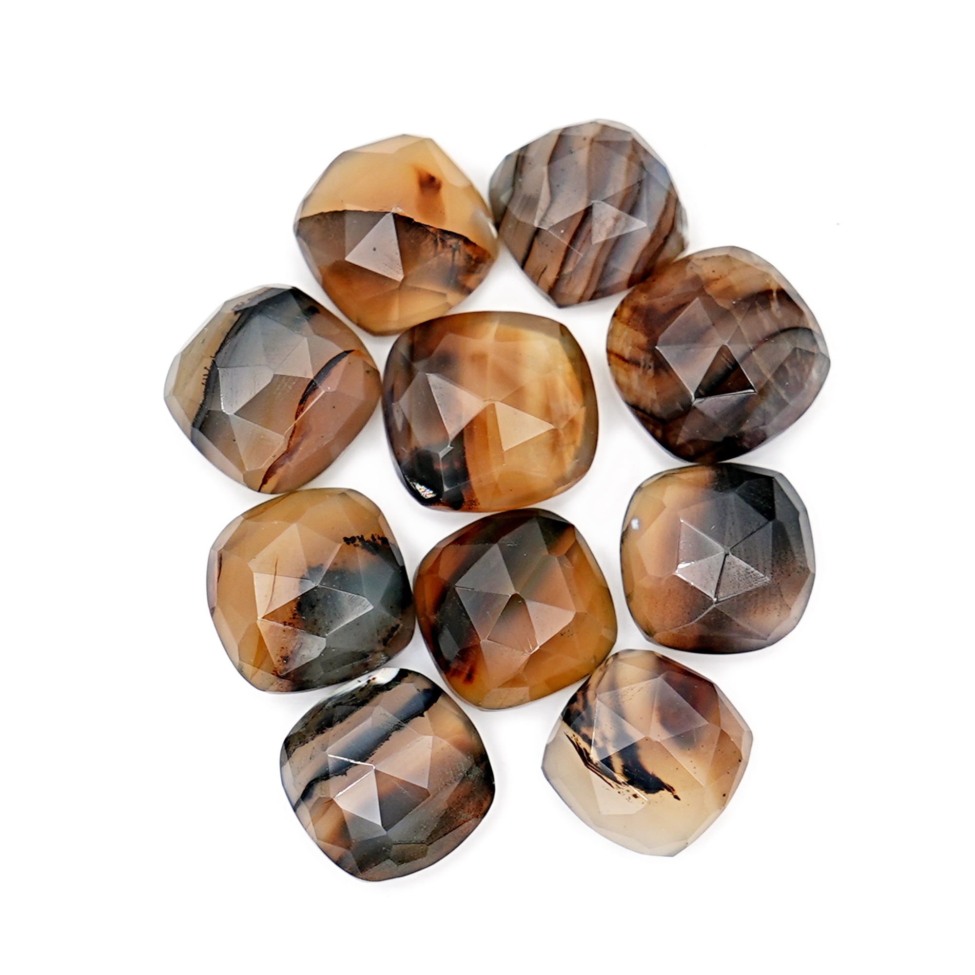 Montana Agate Rose Cut Cabochon | Natural Cushion Gemstone for Jewelry Making - 10 Pieces