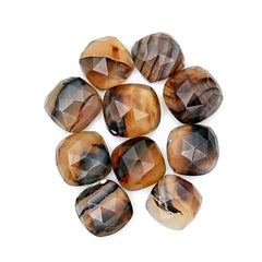 Montana Agate Rose Cut Cabochon | Natural Cushion Gemstone for Jewelry Making - 10 Pieces