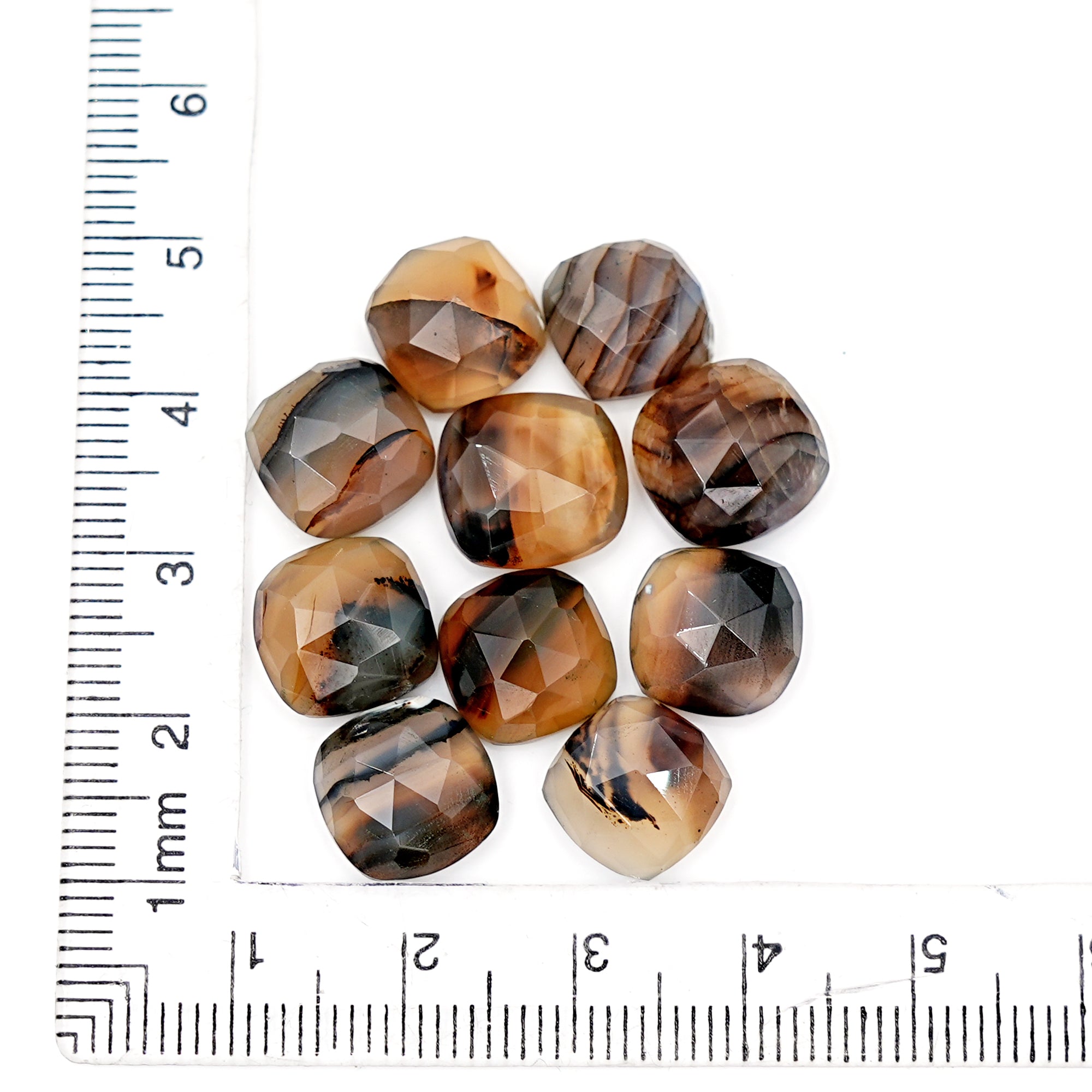 Montana Agate Rose Cut Cabochon | Natural Cushion Gemstone for Jewelry Making - 10 Pieces