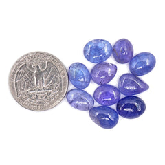 Natural Tanzanite Smooth Cabochons | Flat Back Gemstones for Jewelry Making - 10 Pieces