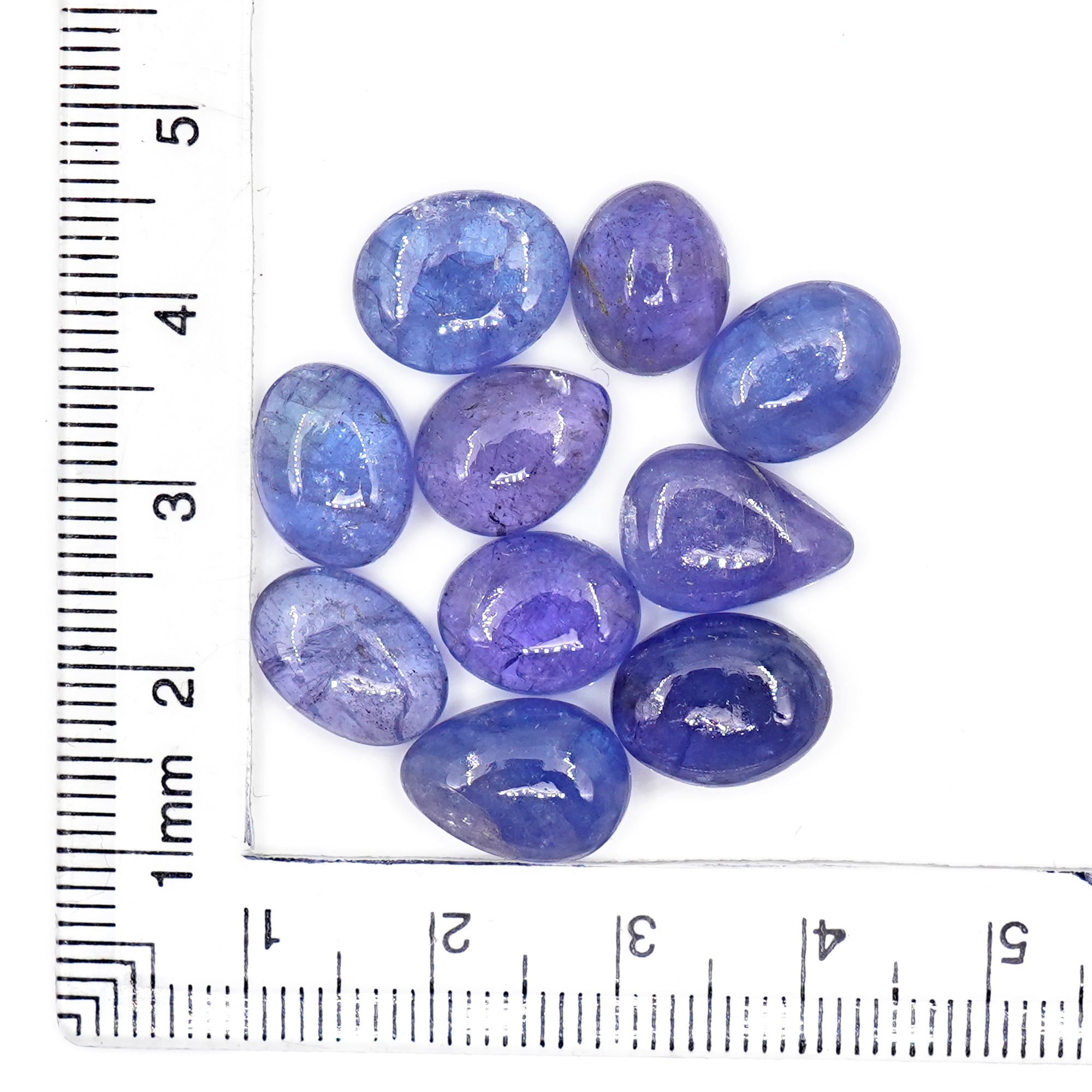 Natural Tanzanite Smooth Cabochons | Flat Back Gemstones for Jewelry Making - 10 Pieces