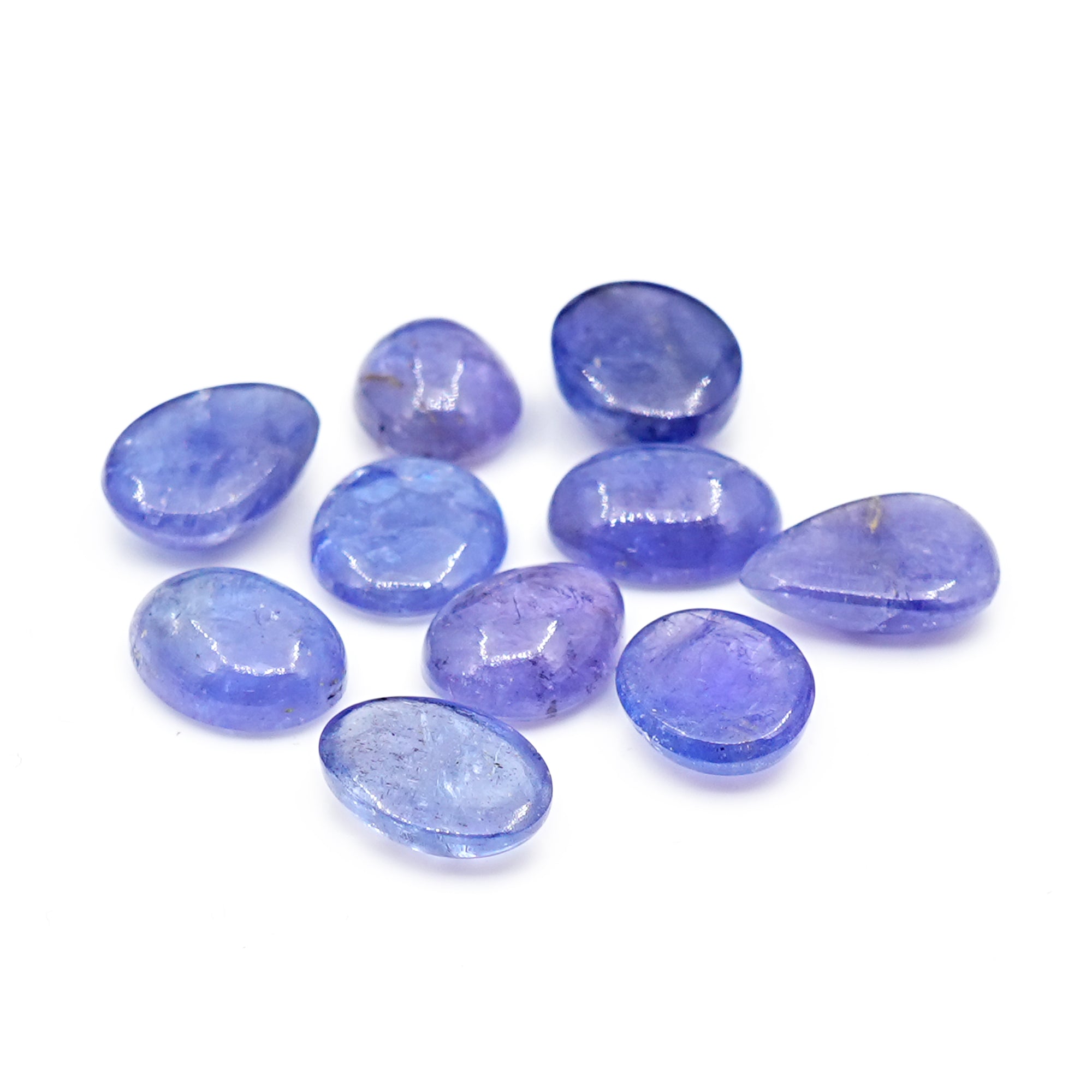 Natural Tanzanite Smooth Cabochons | Flat Back Gemstones for Jewelry Making - 10 Pieces
