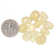 Natural Libyan Dessert Glass Quartz | Rose Cut Freeform Cabochons For Jewelry Making - 11 Pices