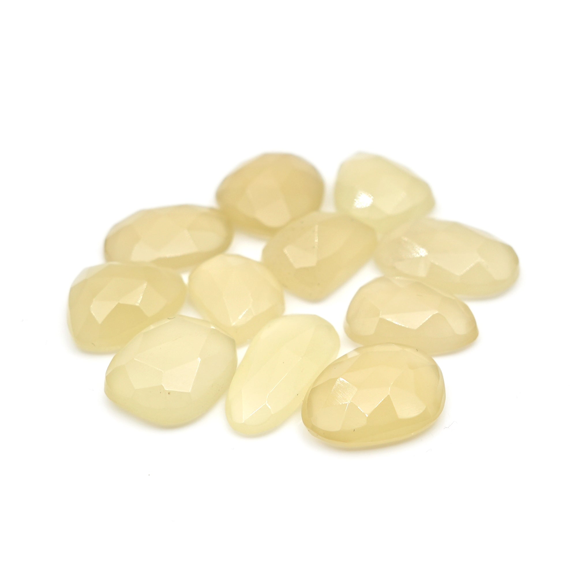 Natural Libyan Dessert Glass Quartz | Rose Cut Freeform Cabochons For Jewelry Making - 11 Pices