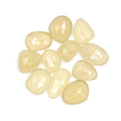 Natural Libyan Dessert Glass Quartz | Rose Cut Freeform Cabochons For Jewelry Making - 11 Pices