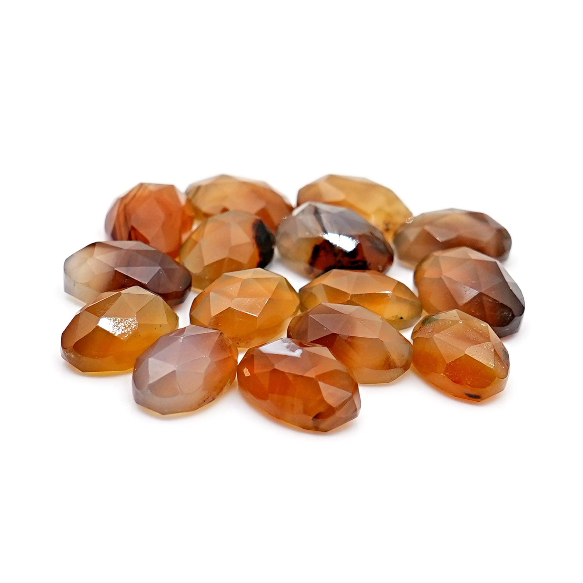 Montana Agate Rose Cut Oval Cabochon | Natural Loose Gemstone for Jewelry Making - 15 Pieces